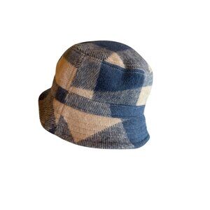 Blue & Beige Plaid Bucket Hat By American Eagle One Size Wool Blend Casual & Ver